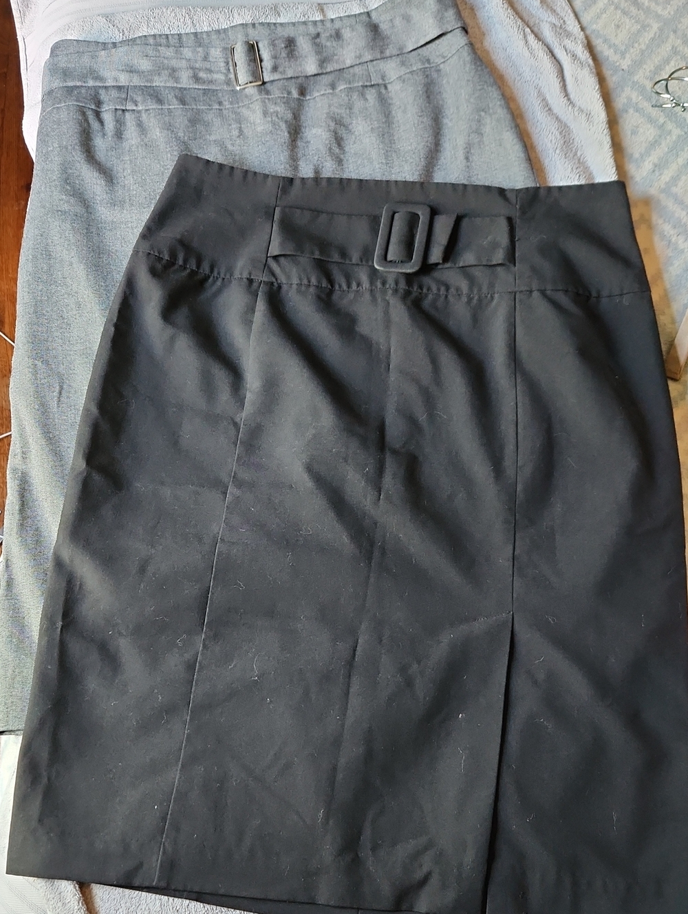 2 Worthington Gray & Black Belted Pencil Skirts